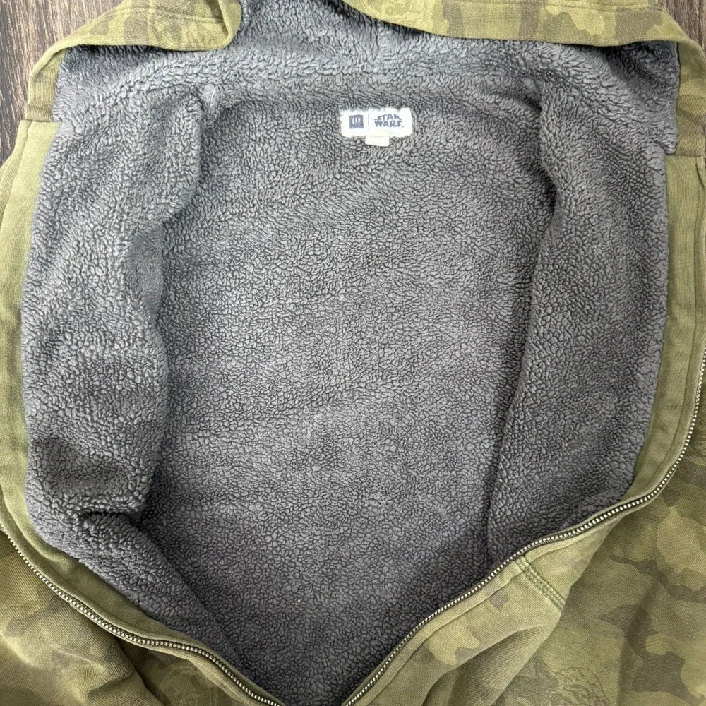 GAP Star Wars Sweatshirt Boys Hoodie XLarge 12 Full Zip Green Camo‎ Camoflague